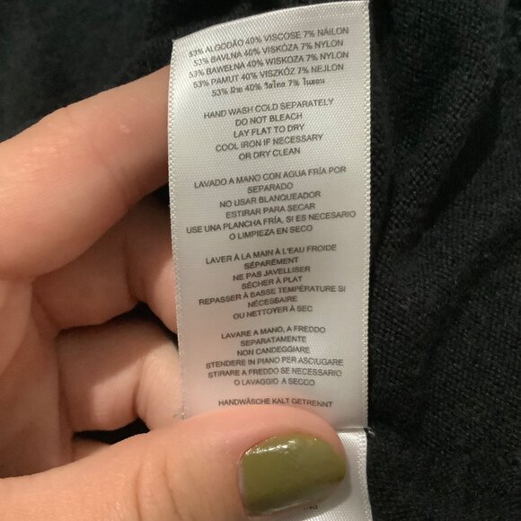 Michael Michael Kors Black Knit Poncho Sweater Boho Fringe Hem Women S/M Staple - Picture 4 of 9